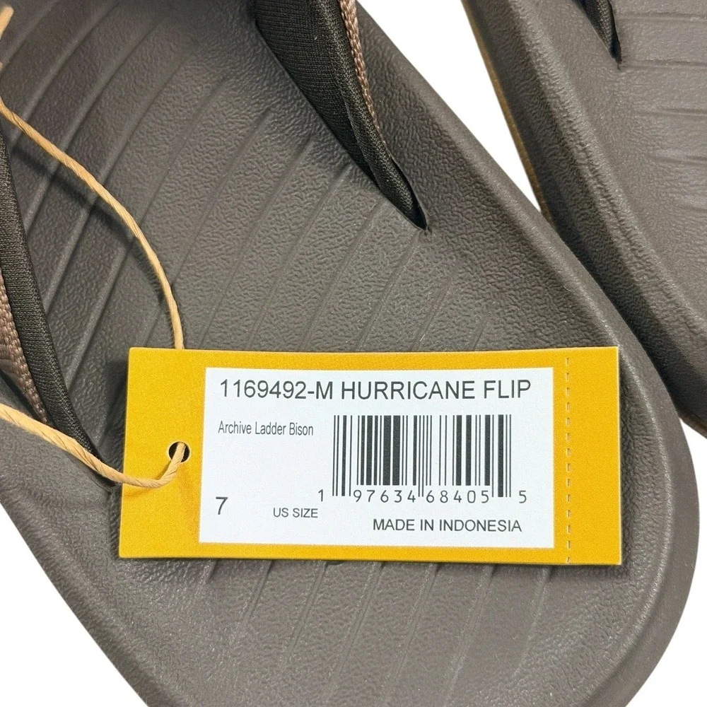 Teva Mens Hurricane Flip Sandals Archive Ladder Bison Brown 1169492 Size 7 NEW
